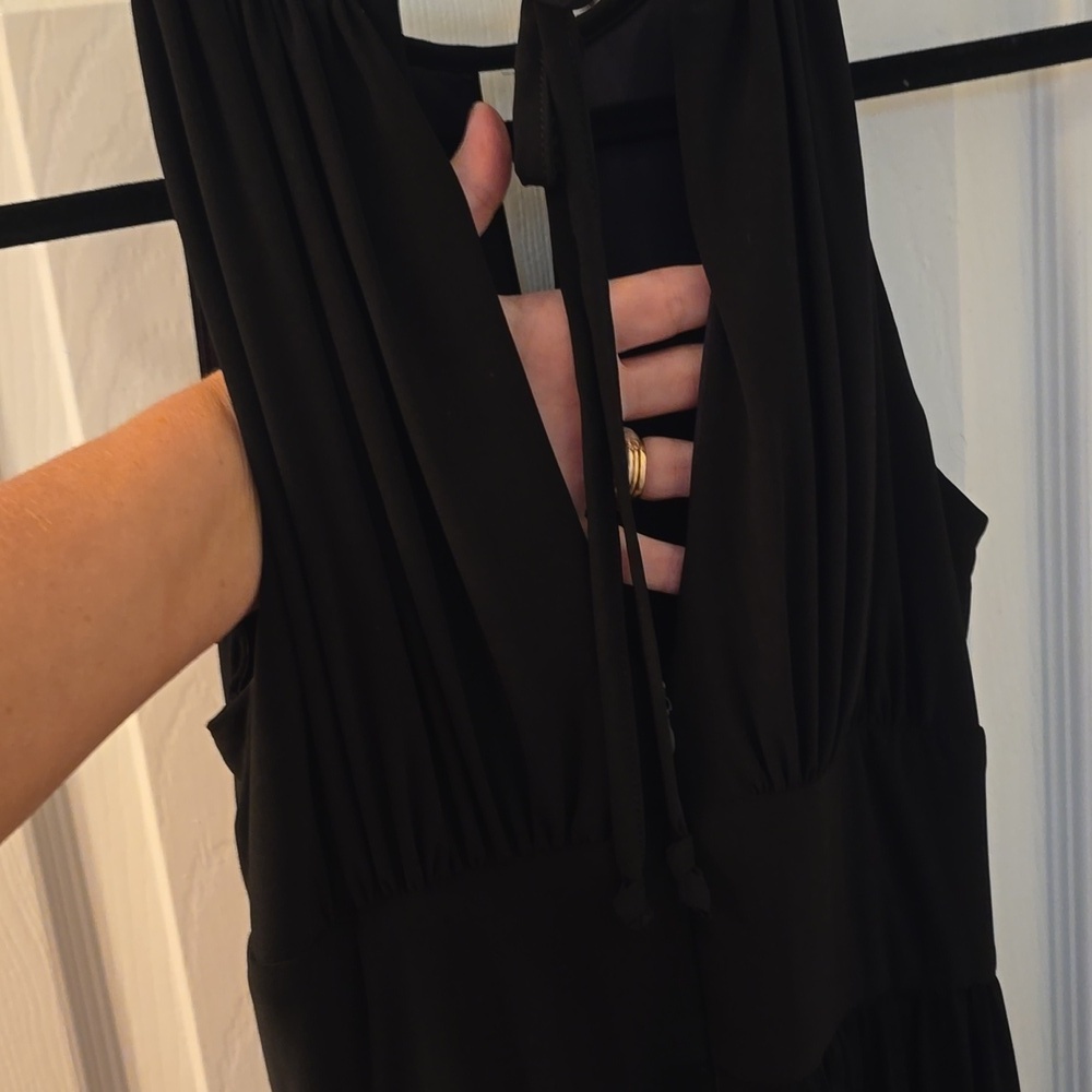 R&M Richards Black Maxi Dress with Sequin Detail And Built In Bra Size 6 (#9) - Picture 5 of 8